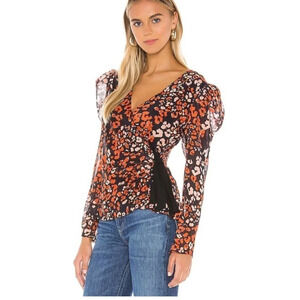 ASTR The Label Leopard Print Lissa Wrap Top  NWT